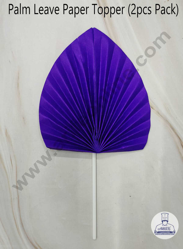 CAKE DECOR™ 2 pcs Purple Palm Leave Paper Topper For Cake Decoration - Purple ( SBMT-PL-06 )