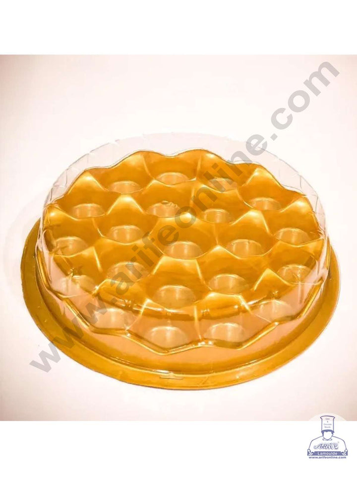 CAKE DECOR™ 21 Cavity Round Shape Modak PVC Box – ( Pack of 1 Pc )