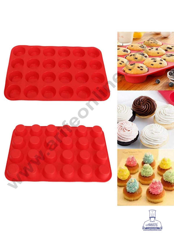 CAKE DECOR™ 24 Cavity Midi Muffin Shape Silicon Muffin Mould Silicon Cupcake Mould (SBSM-863)