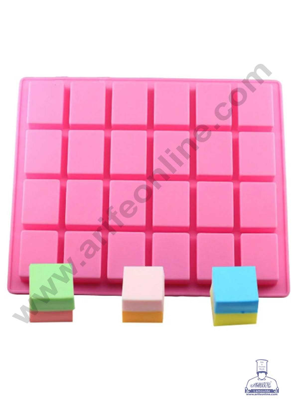 CAKE DECOR™ 24 Cavity Square Shape Silicon Soap Mould Silicon Cupcake Mould (SBSOM-096)