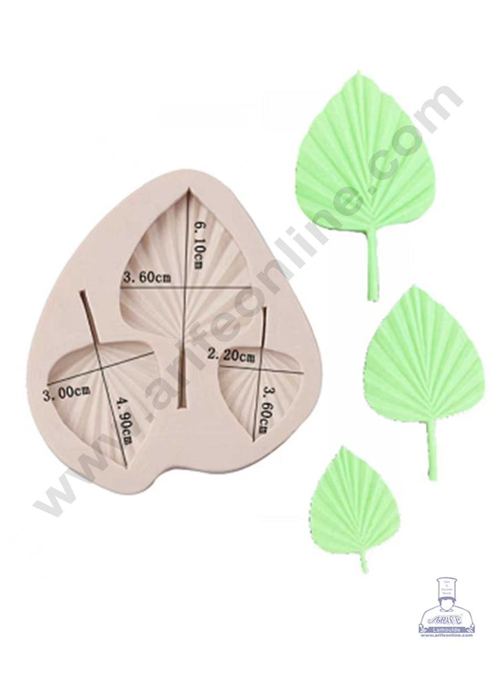CAKE DECOR™ 3 Cavity Palm Leaves Shape Silicone Fondant Mold Silicon Marzipan Mould SBSP-DYF6912