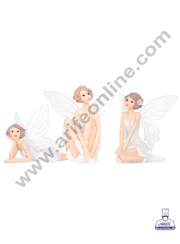 CAKE DECOR™ 3 Pieces Fairy With Wings Plastic Toys for Cake Toppers