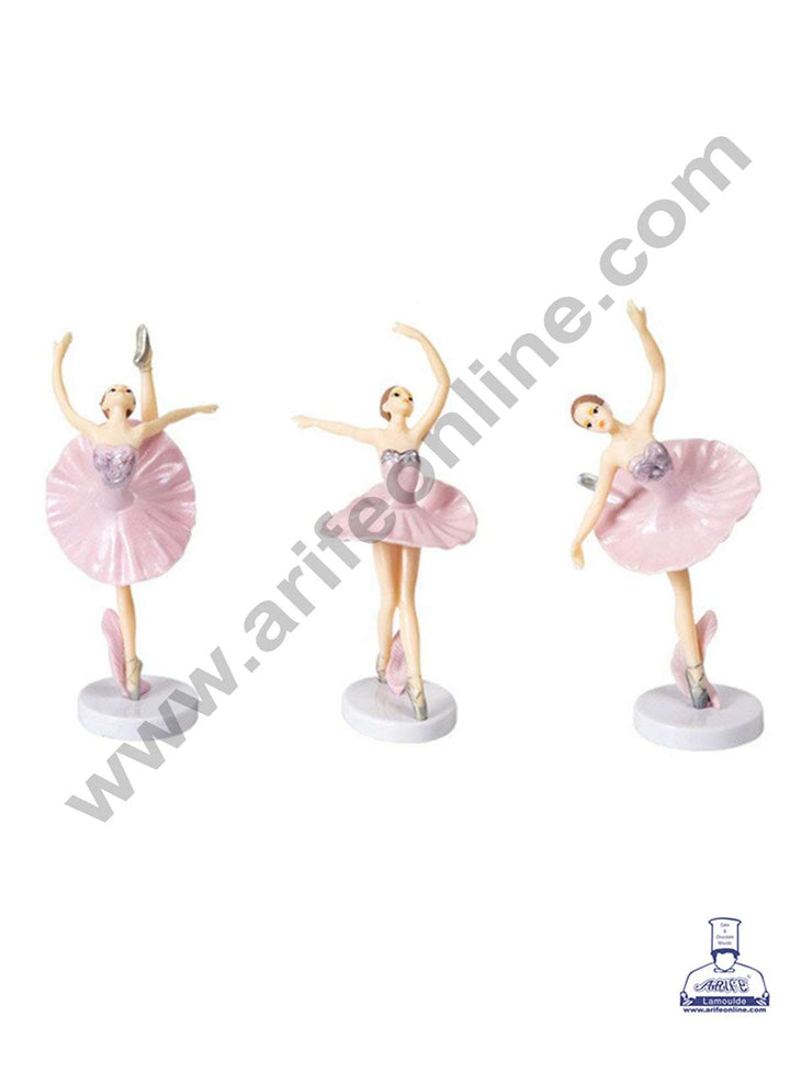 CAKE DECOR™ 3 Pieces Pink Dancing Ballerina Girl Toys for Cake Toppers SBTO-030