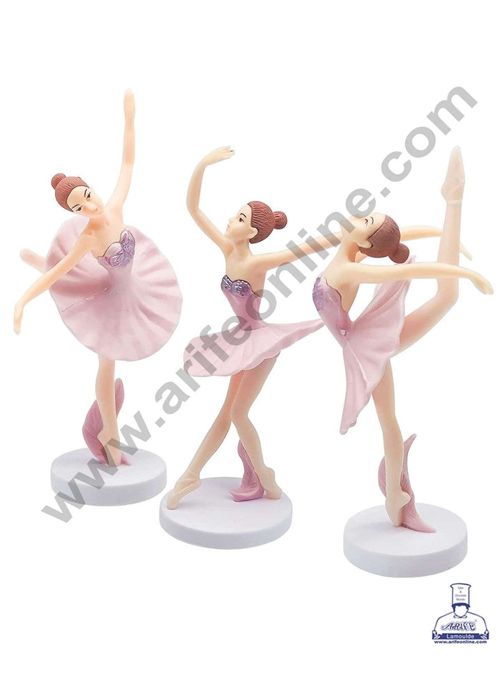 CAKE DECOR™ 3 Pieces Pink Dancing Ballerina Girl Toys for Cake Toppers SBTO-030