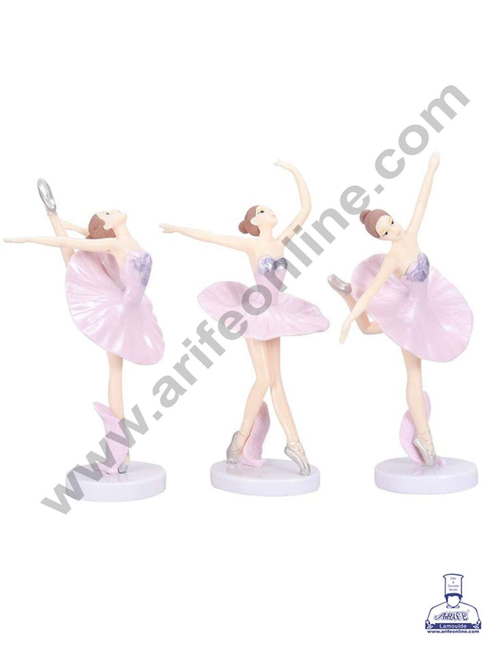CAKE DECOR™ 3 Pieces Pink Dancing Ballerina Girl Toys for Cake Toppers SBTO-030