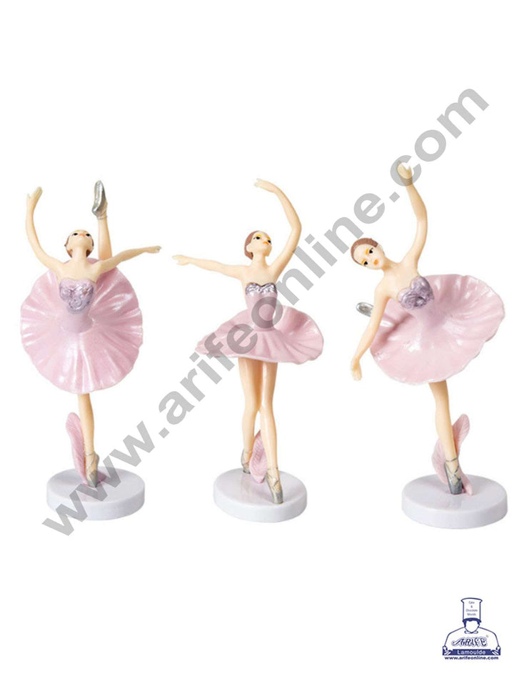 CAKE DECOR™ 3 Pieces Pink Dancing Ballerina Girl Toys for Cake Toppers SBTO-030