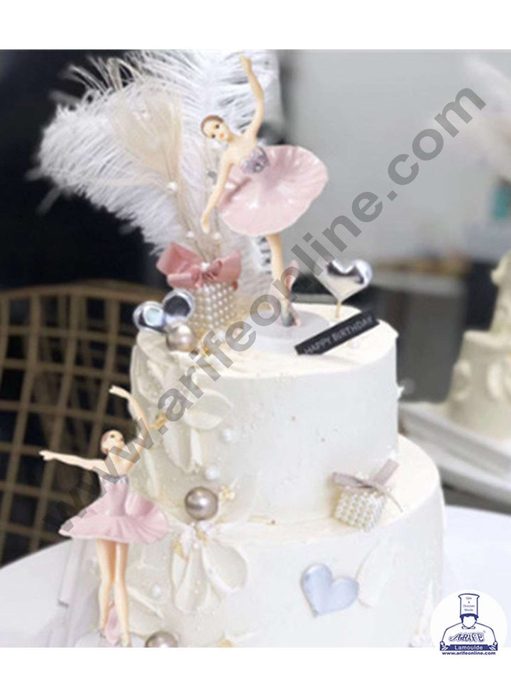 CAKE DECOR™ 3 Pieces Pink Dancing Ballerina Girl Toys for Cake Toppers SBTO-030