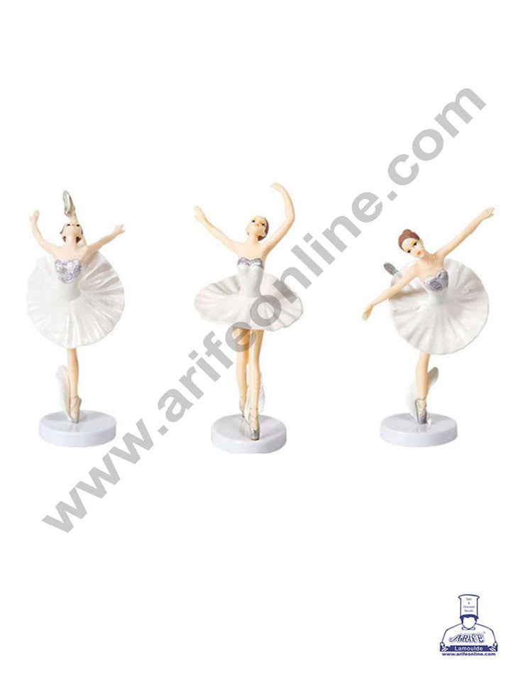 CAKE DECOR™ 3 Pieces White Dancing Ballerina Girl Toys for Cake Toppers SBTO-031