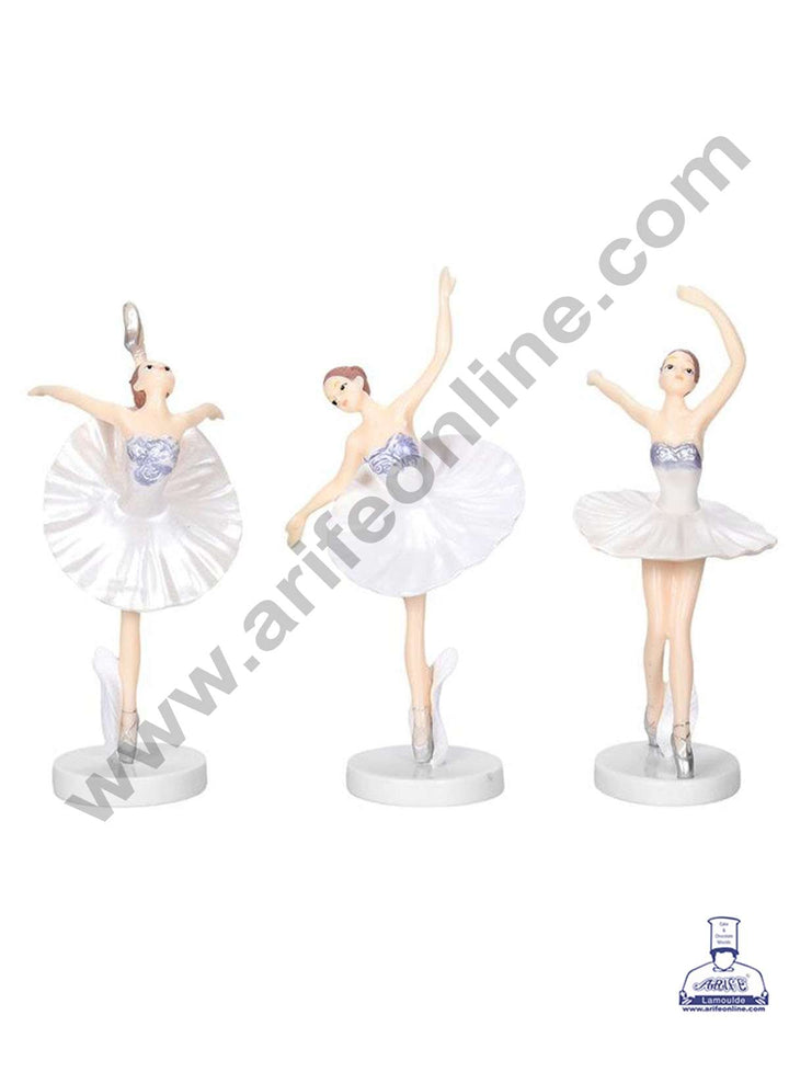 CAKE DECOR™ 3 Pieces White Dancing Ballerina Girl Toys for Cake Toppers SBTO-031