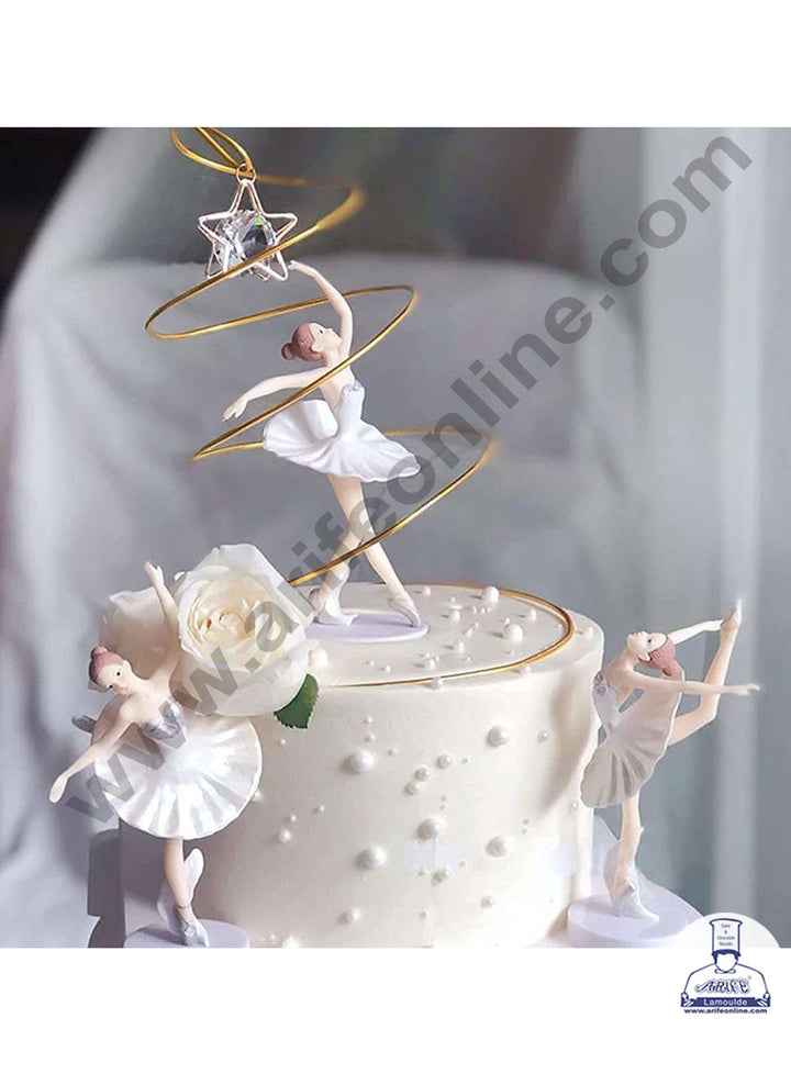 CAKE DECOR™ 3 Pieces White Dancing Ballerina Girl Toys for Cake Toppers SBTO-031