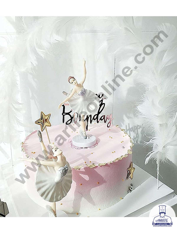 CAKE DECOR™ 3 Pieces White Dancing Ballerina Girl Toys for Cake Toppers SBTO-031