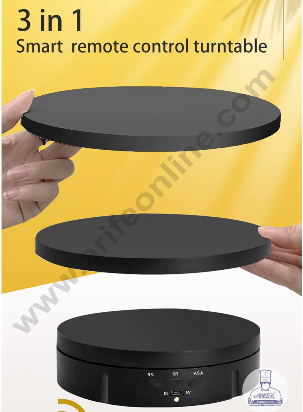 Electric Turntable Roco CAKE DECOR™ 3 in 1 360 Degree Electric Turntable with Remote Control R ...