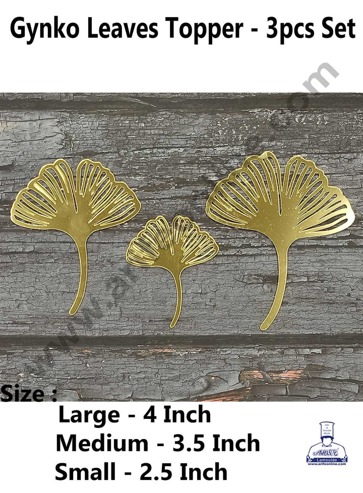 CAKE DECOR™ 3 pcs Gynko Leaves Acrylic Finishing Cake Topper - Gynko Leaves ( SBMT-G-01)