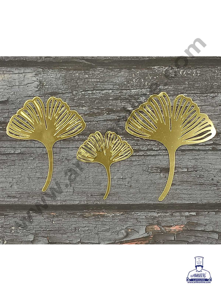 CAKE DECOR™ 3 pcs Gynko Leaves Acrylic Finishing Cake Topper - Gynko Leaves ( SBMT-G-01)