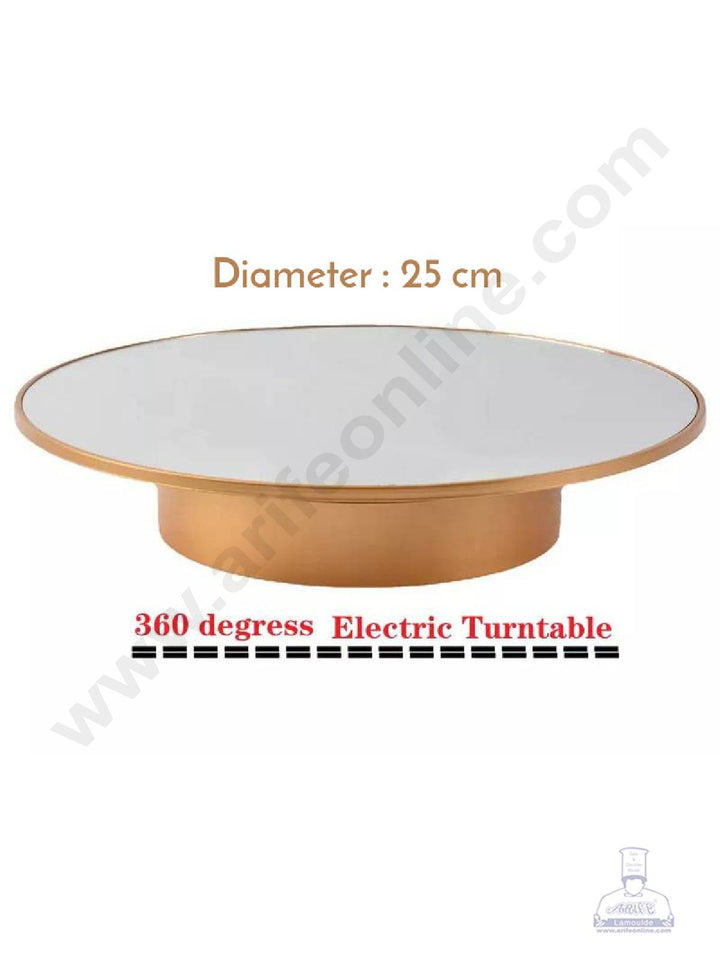 CAKE DECOR™ 360 Degree Electric Mirror Rotating Turntable - 25 cm