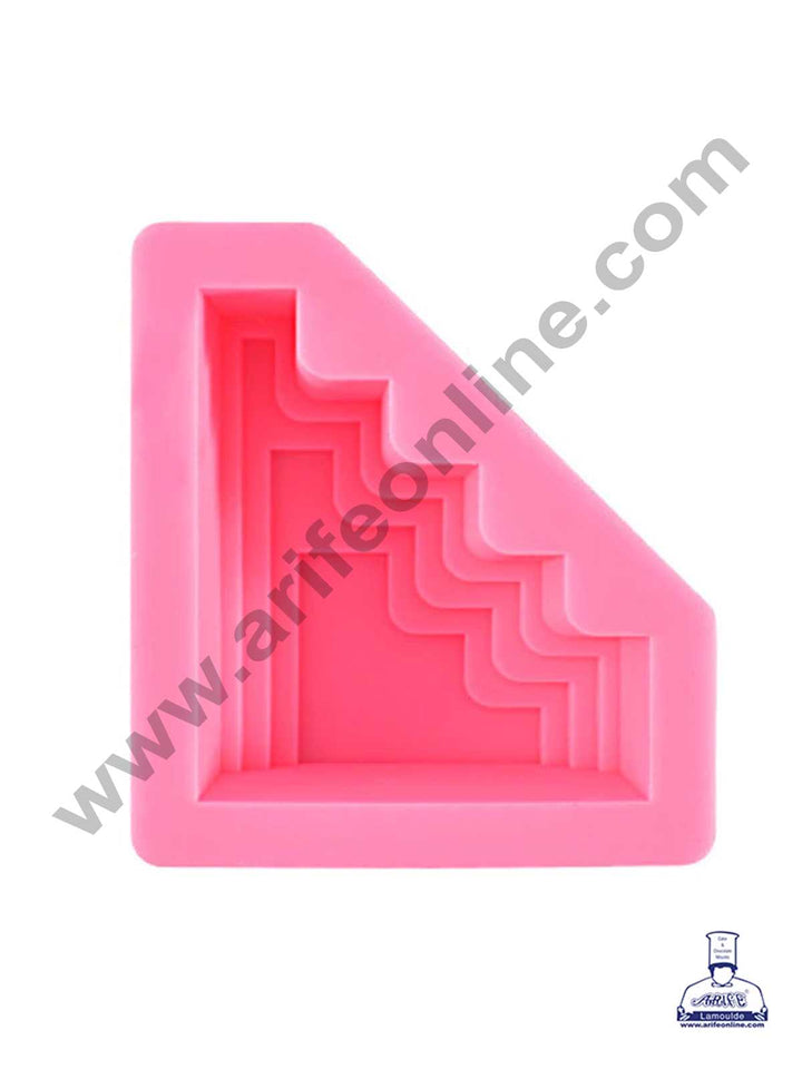 CAKE DECOR™ 3D Silicon 1 Cavity Geometric Staircase Abstract Shape Silicon Candle Moulds SBSP-DYF6264