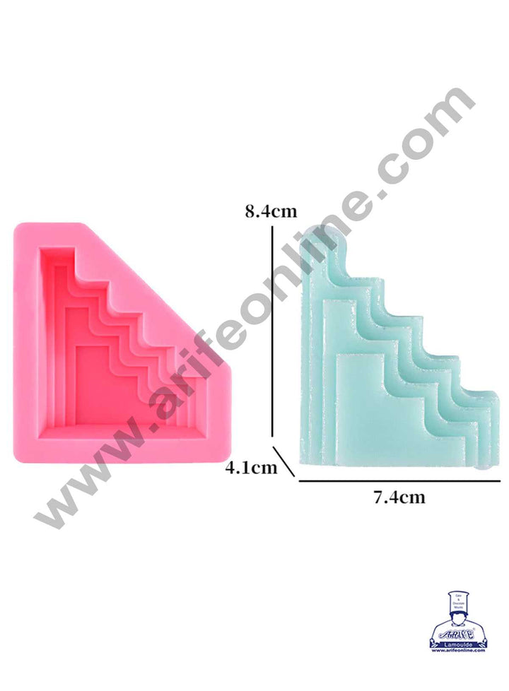 CAKE DECOR™ 3D Silicon 1 Cavity Geometric Staircase Abstract Shape Silicon Candle Moulds SBSP-DYF6264