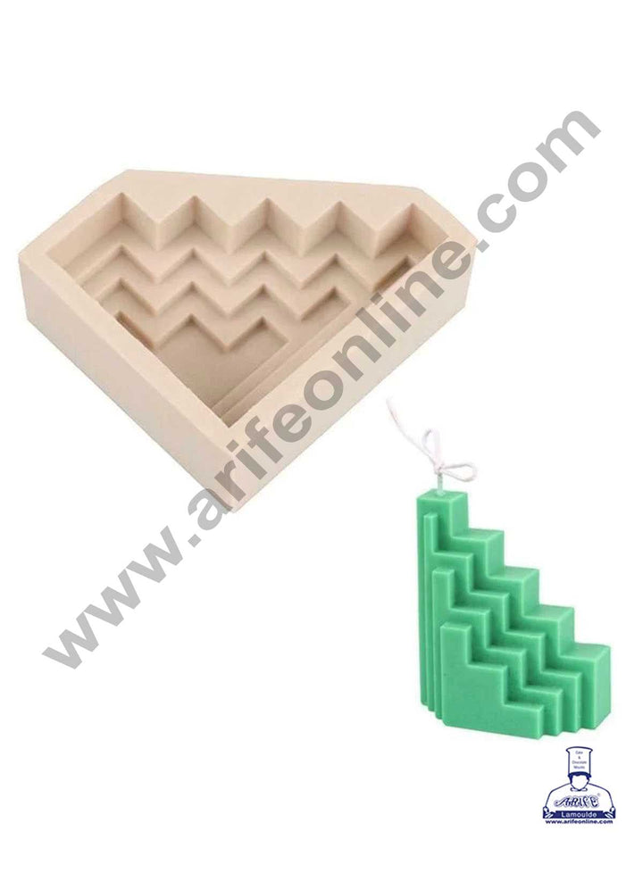 CAKE DECOR™ 3D Silicon 1 Cavity Geometric Staircase Abstract Shape Silicon Candle Moulds SBSP-DYF6264