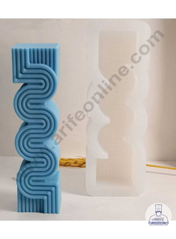 CAKE DECOR™ 3D Silicon 1 Cavity Medium Geometric S-Line Shape Silicon Candle Moulds SBSP-DYF7016
