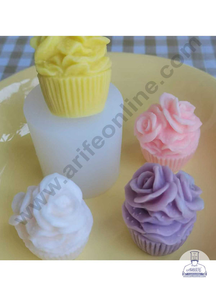 CAKE DECOR™ 3D Silicon 1 Cavity Rose Cupcake Shape Silicon Candle Moulds SBSP-DYF7013