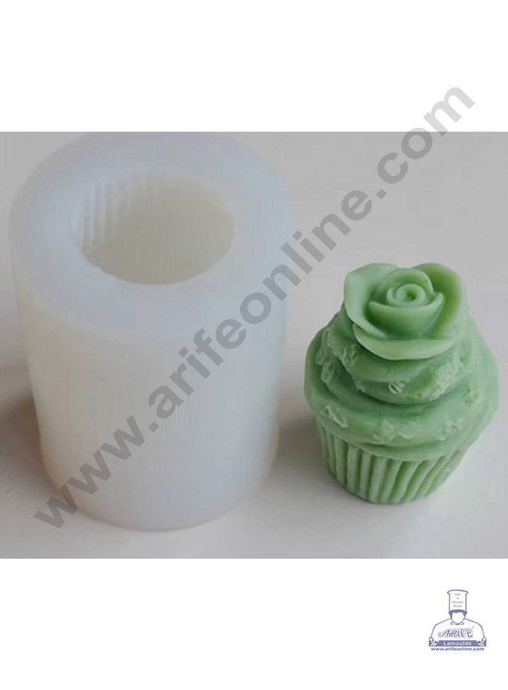 CAKE DECOR™ 3D Silicon 1 Cavity Rose Cupcake Shape Silicon Candle Moulds SBSP-DYF7019