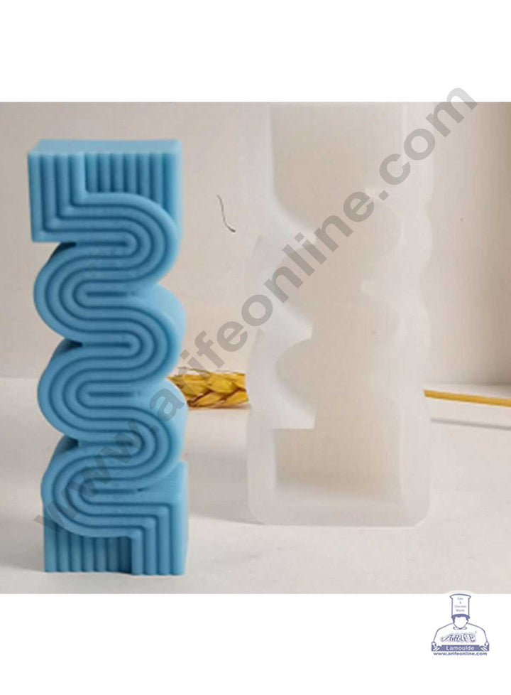 CAKE DECOR™ 3D Silicon 1 Cavity Small Geometric S-Line Shape Silicon Candle Moulds SBSP-DYF7015