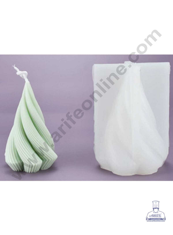 CAKE DECOR™ 3D Silicon 1 Cavity Spiral Cone Column Shape Silicon Candle Moulds SBSP-DYF6852