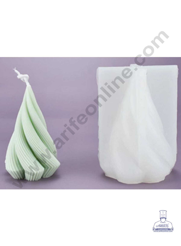 CAKE DECOR™ 3D Silicon 1 Cavity Spiral Cone Column Shape Silicon Candle Moulds SBSP-DYF6852