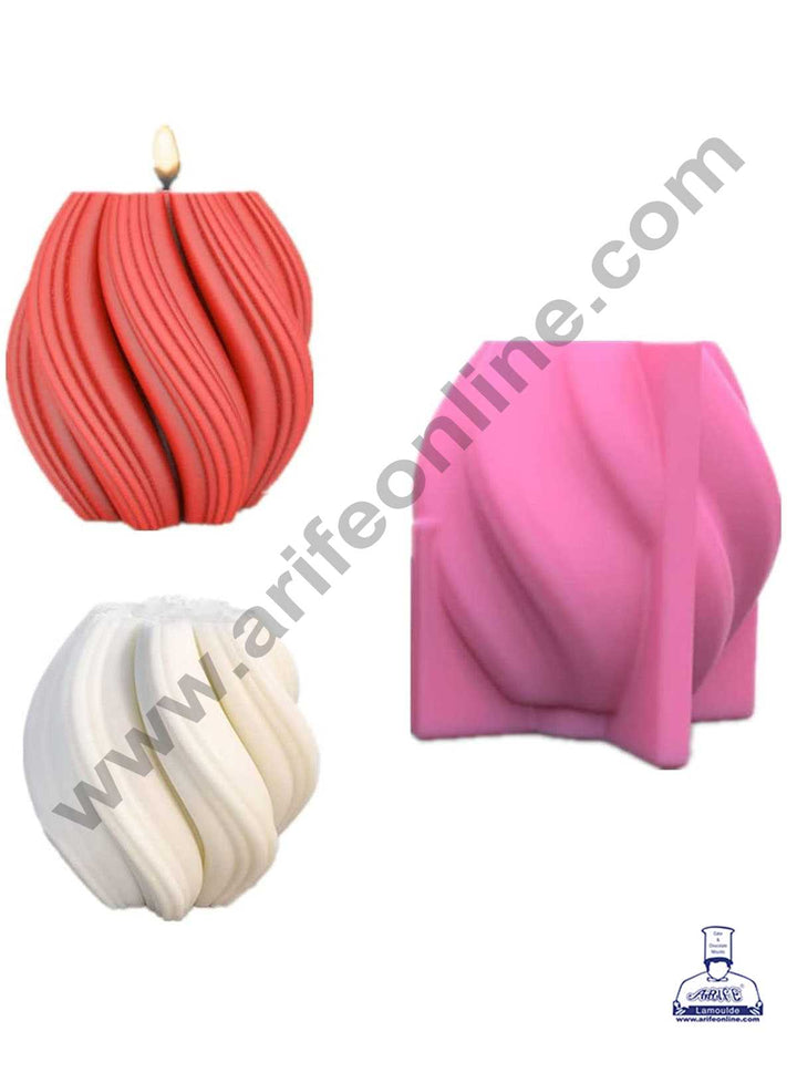 CAKE DECOR™ 3D Silicon 1 Cavity Wavy Twirl Shape Silicon Candle Moulds SBSP-DYF6833