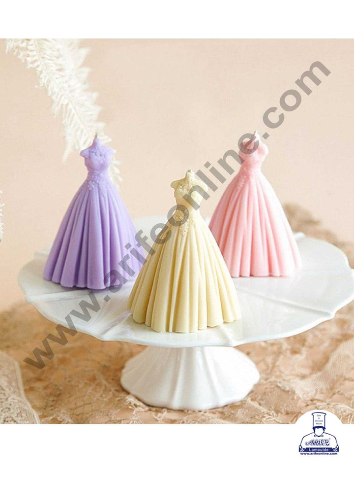 CAKE DECOR™ 3D Silicon 1 Cavity Wedding Dress Shape Shape Silicon Candle Moulds SBSP-DYF6162