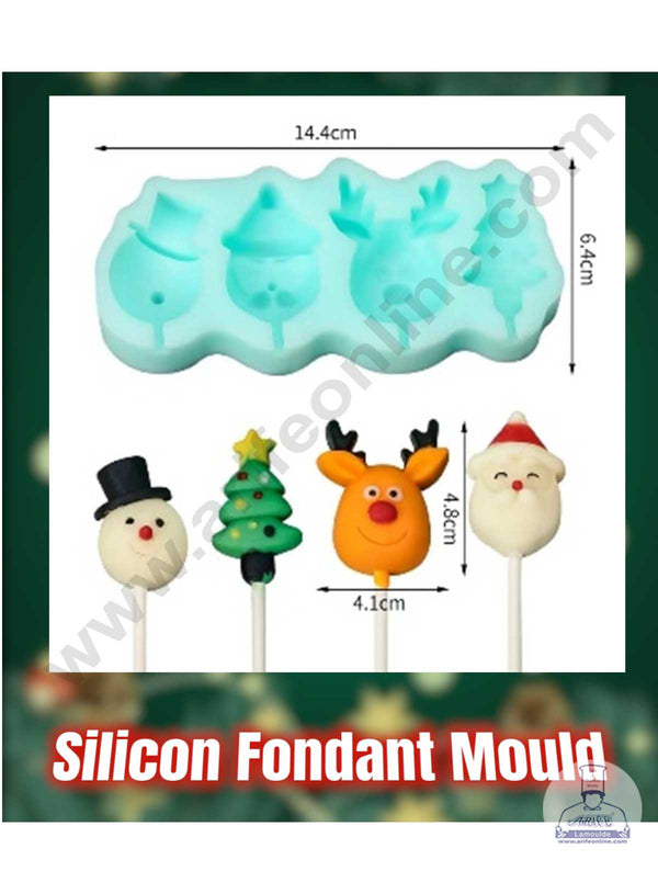 CAKE DECOR™ 4 Cavity Christmas Theme Silicone Fondant Mold Silicon Marzipan Mould SBSP-DYF6878