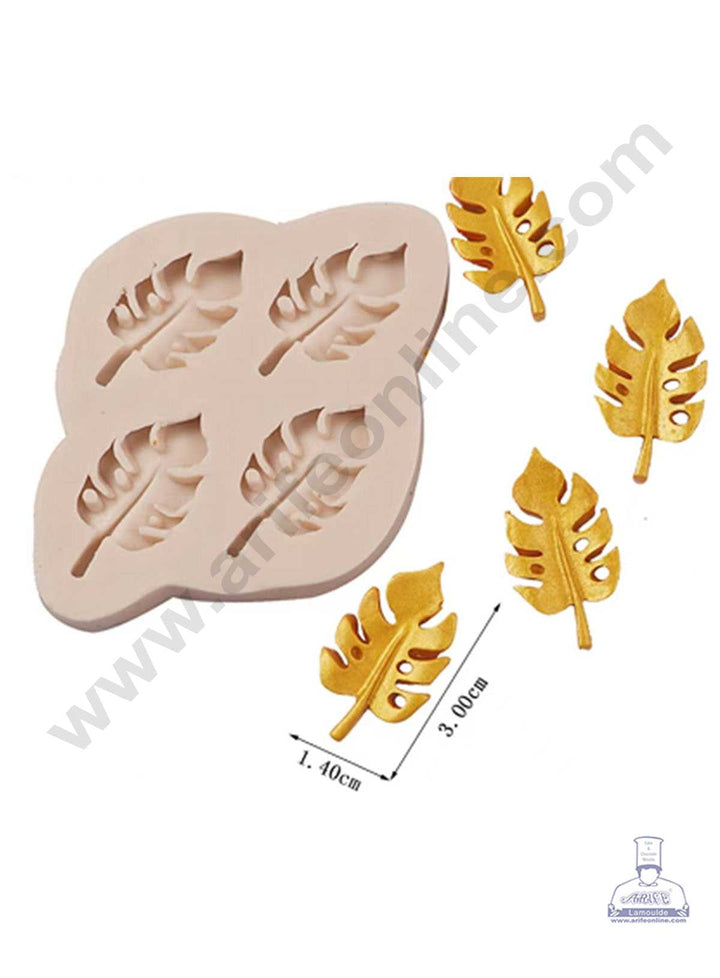 CAKE DECOR™ 4 Cavity Palm Leaves Shape Silicone Fondant Mold Silicon Marzipan Mould SBSP-DYF6906