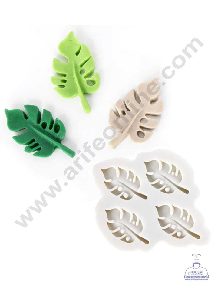 CAKE DECOR™ 4 Cavity Palm Leaves Shape Silicone Fondant Mold Silicon Marzipan Mould SBSP-DYF6906