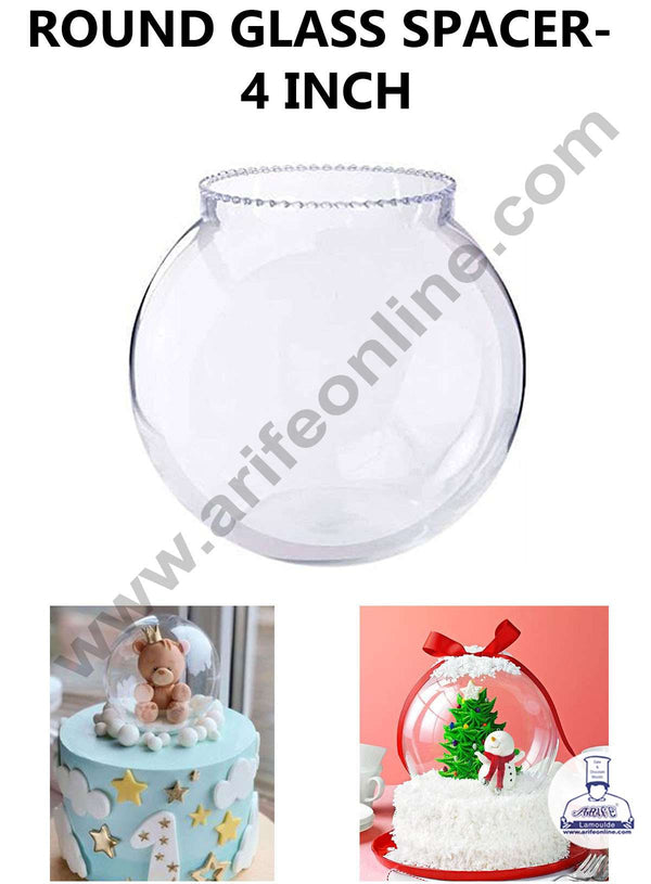 CAKE DECOR™ 4 Inch Round Glass Spacer For Cake Decorations