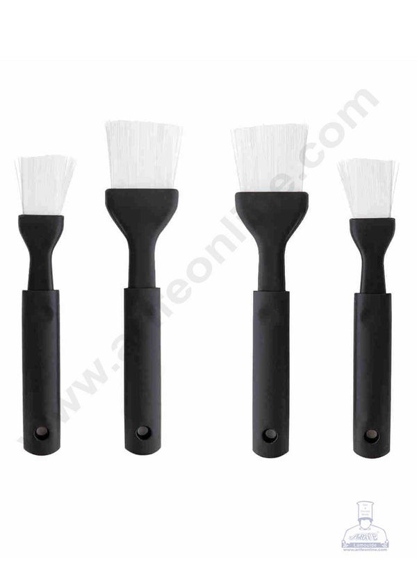 CAKE DECOR™ 4 Pieces Black Plastic Handle Pastry Brush Set (SBBS-203)