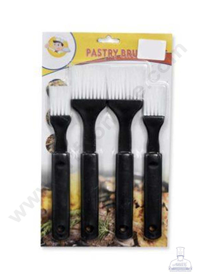 CAKE DECOR™ 4 Pieces Black Plastic Handle Pastry Brush Set (SBBS-203)
