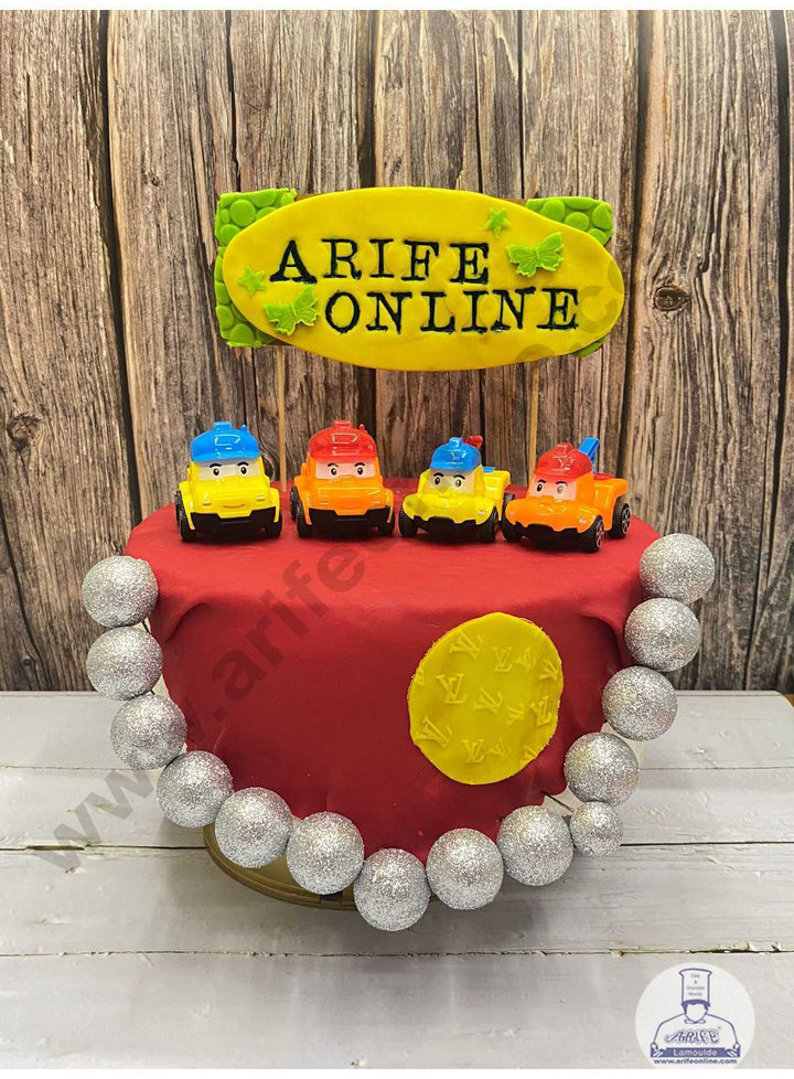 CAKE DECOR™ 4 Pieces Cartoon Construction Vehicle Toys Cake Toppers (SB-T-CJ4655)
