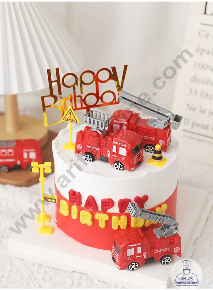 CAKE DECOR™ 4 Pieces Fire Truck Toys Cake Toppers (SB-T-CJ854)