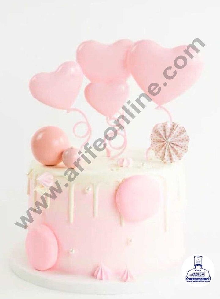 CAKE DECOR™ 4 Pieces Plastic Heart Cake Toppers - Light Pink ( SBT-H-LPink )