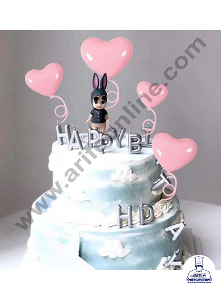 CAKE DECOR™ 4 Pieces Plastic Heart Cake Toppers - Light Pink ( SBT-H-LPink )