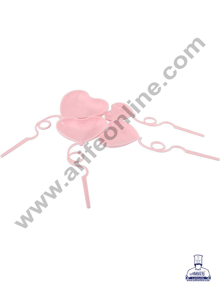 CAKE DECOR™ 4 Pieces Plastic Heart Cake Toppers - Light Pink ( SBT-H-LPink )