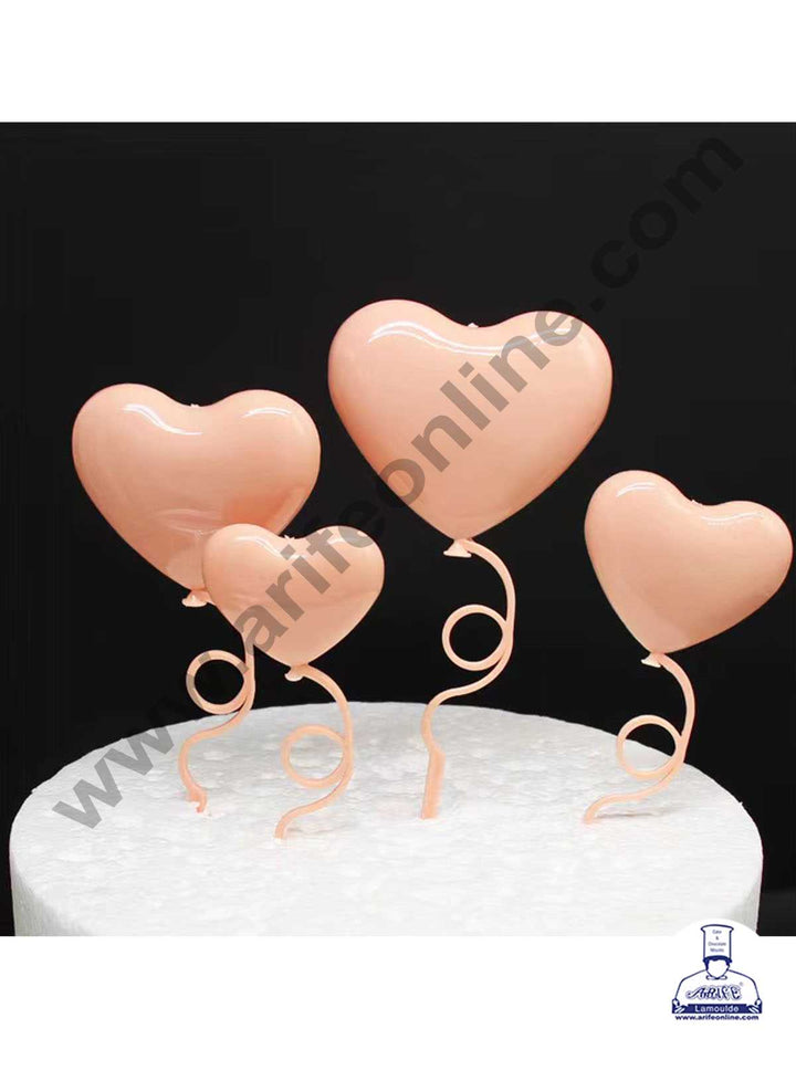 CAKE DECOR™ 4 Pieces Plastic Heart Cake Toppers - Peach ( SBT-H-Peach )