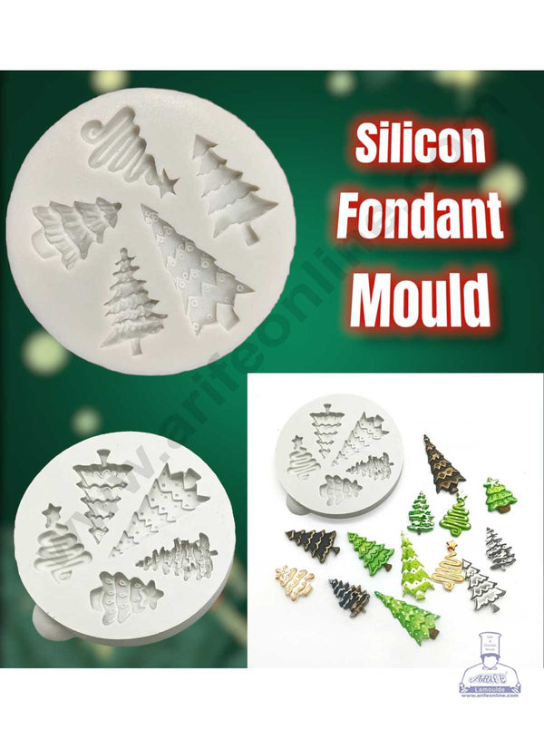 CAKE DECOR™ 5 Cavity Christmas Trees Silicone Fondant Mold Silicon Marzipan Mould SBSP-DYF6872