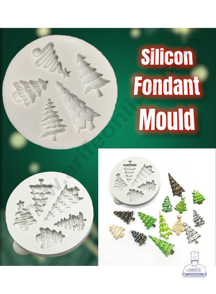 CAKE DECOR™ 5 Cavity Christmas Trees Silicone Fondant Mold Silicon Marzipan Mould SBSP-DYF6872