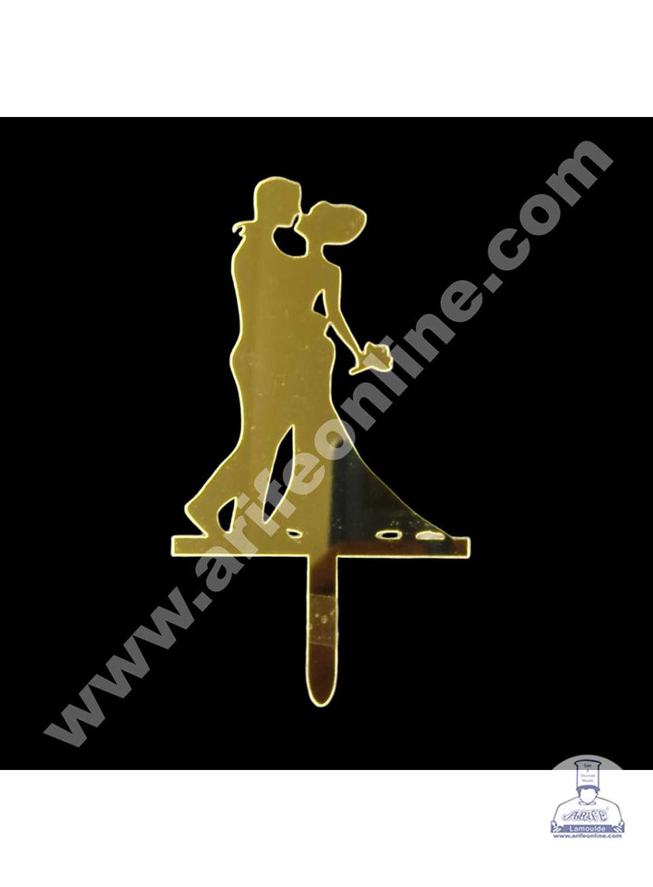 CAKE DECOR™ 5 Inch Golden Acrylic Cake Topper - Kissing Couple (SBMT-S-557)