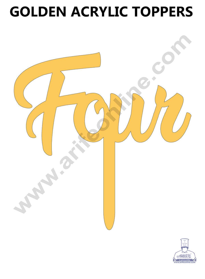 CAKE DECOR™ 5 Inch Golden Acrylic Number Toppers - FOUR