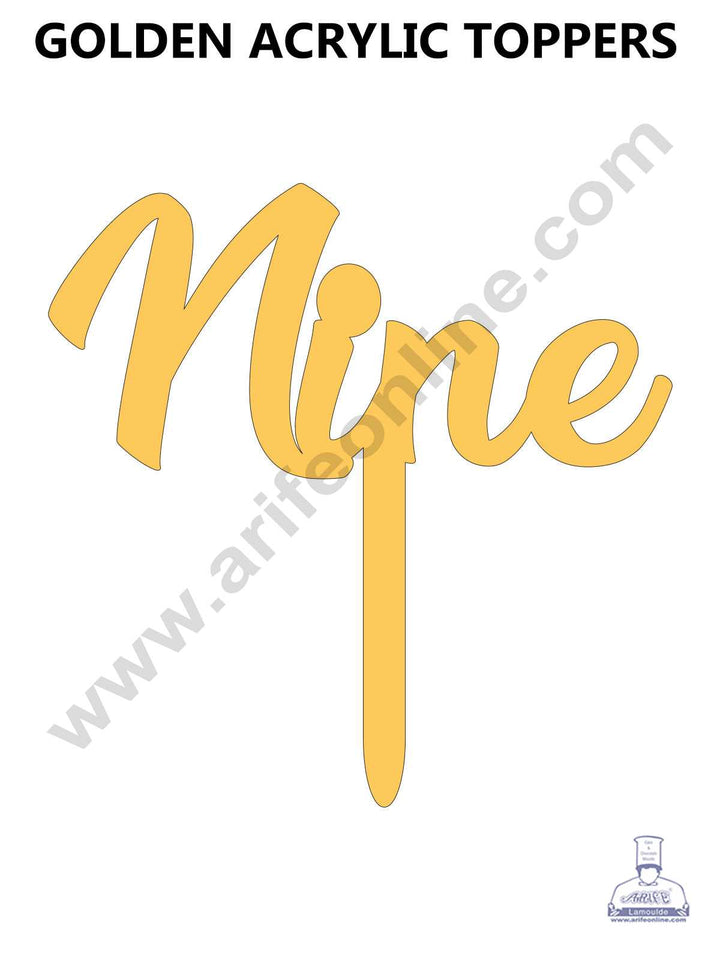 CAKE DECOR™ 5 Inch Golden Acrylic Number Toppers - NINE
