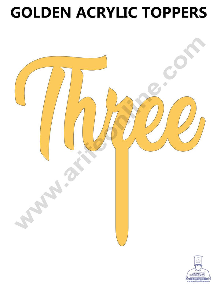 CAKE DECOR™ 5 Inch Golden Acrylic Number Toppers - THREE