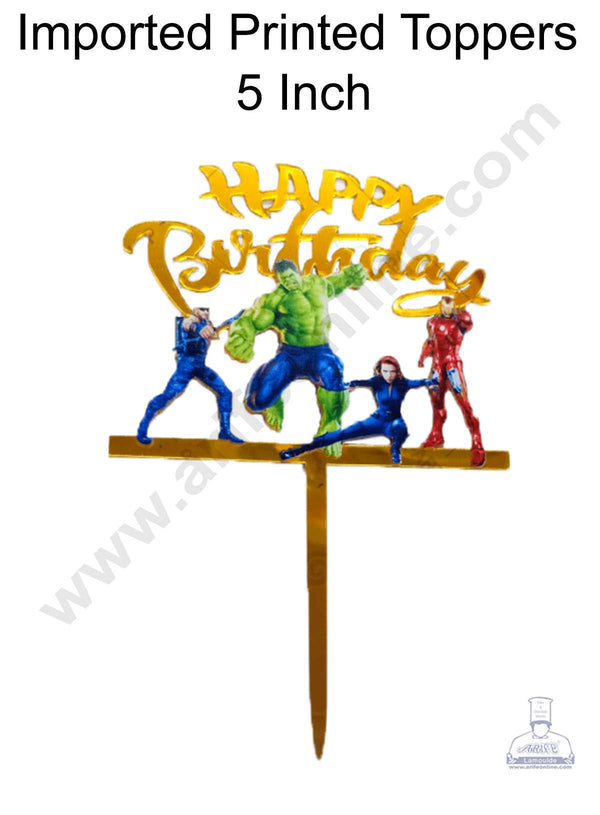 CAKE DECOR™ 5 Inch Imported Printed Cake and Cupcake Topper - Happy Birthday Avengers Theme (SBMT-IMP-007)