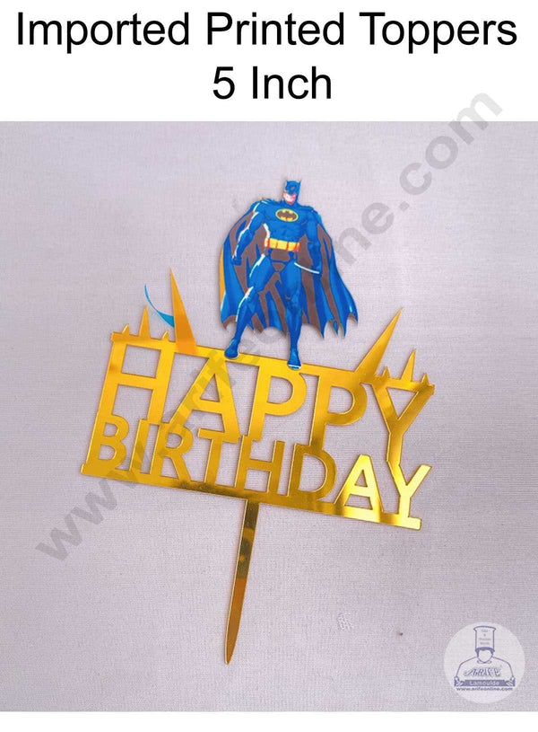 CAKE DECOR™ 5 Inch Imported Printed Cake and Cupcake Topper - Happy Birthday Batman Theme (SBMT-IMP-004)